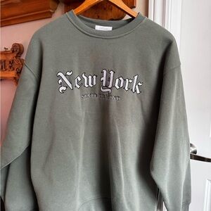 refuge Olive Green 'New York' Crewneck Sweatshirt